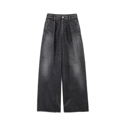 Selvage Denim Two Tuck Wide Pants -Dark Fade-