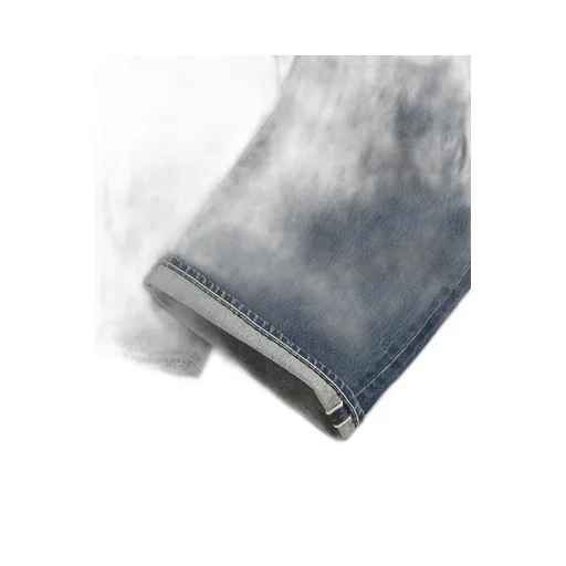 Selvage Denim Five Pocket Wide Straight Pants -Dark Fade-