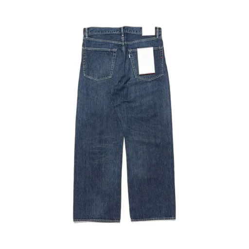 Selvage Denim Five Pocket Wide Straight Pants -Dark Fade-