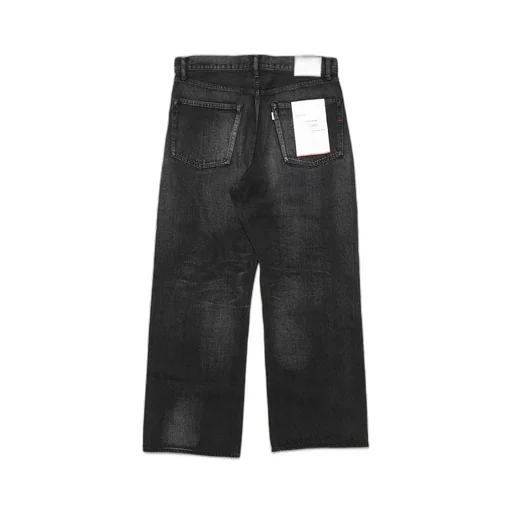 Selvage Denim Five Pocket Wide Straight Pants -Dark Fade-