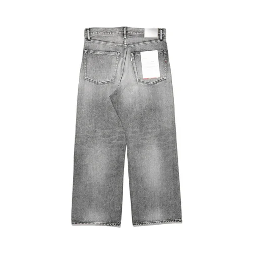 Selvage Denim Five Pocket Wide Straight Pants -Light Fade-