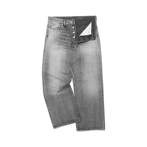 Selvage Denim Five Pocket Wide Straight Pants -Light Fade-