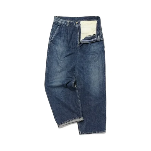 Selvage Denim Two Tuck Pants-Dark Fade-