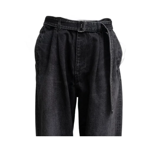 Selvage Denim Belted Pants -Dark Fade-