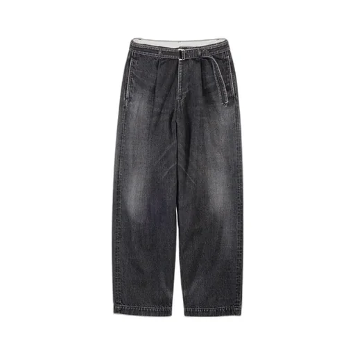 Selvage Denim Belted Pants -Dark Fade-