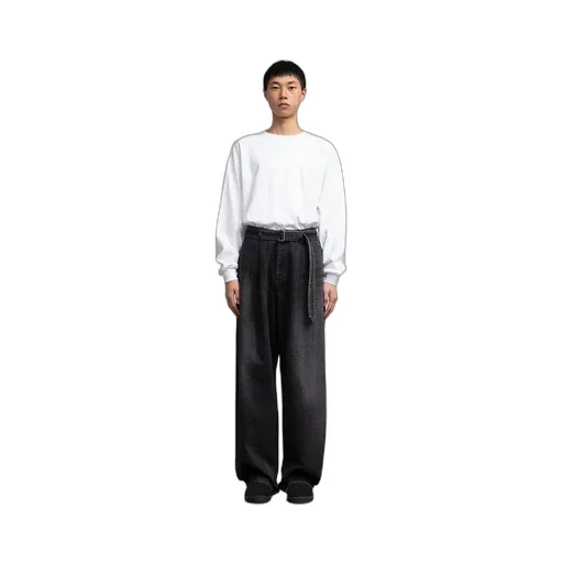 Selvage Denim Belted Pants -Dark Fade-