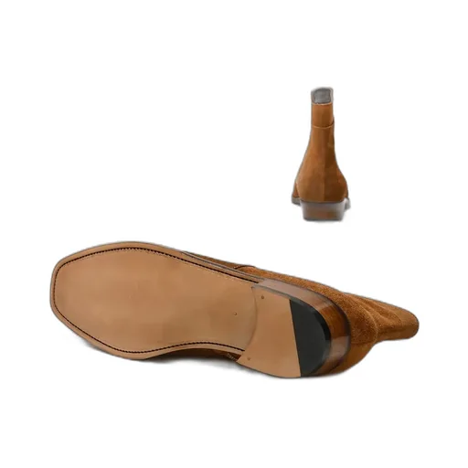 Side Zip Boots - Calf Suede