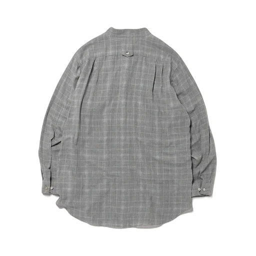 Contrast Face Check Gauze C/L Stand Collar Shirt