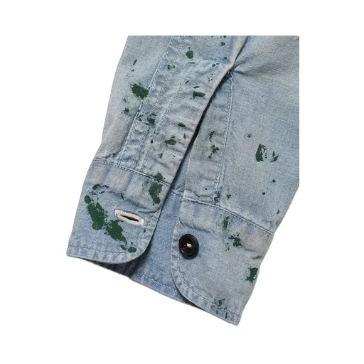 Paint Stained Chambray Shirt,Vent Holes