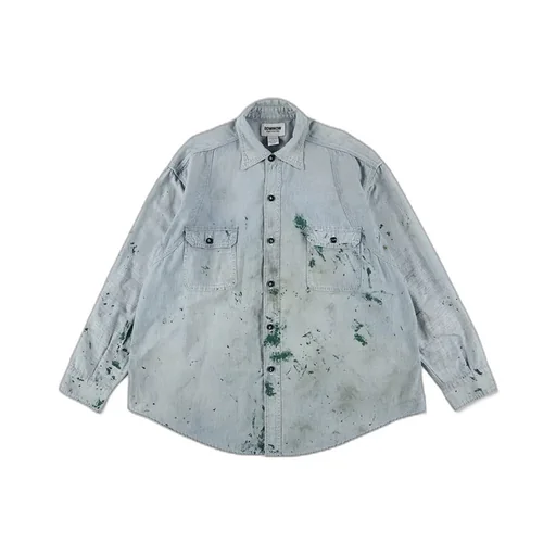 Paint Stained Chambray Shirt,Vent Holes