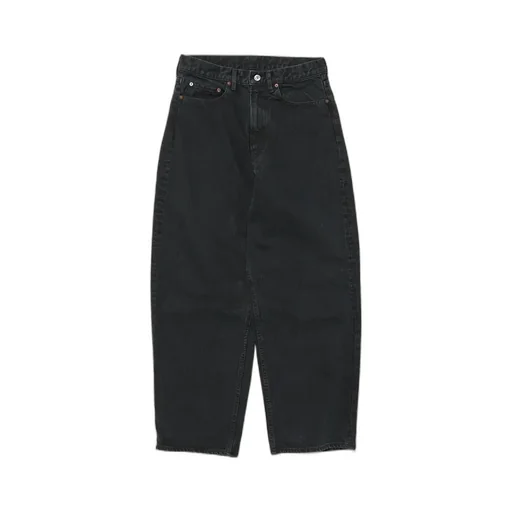Black Washed Wide Denim Pants