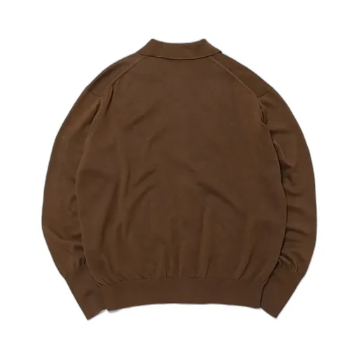 Cotton Knit Polo Collar Cardigan