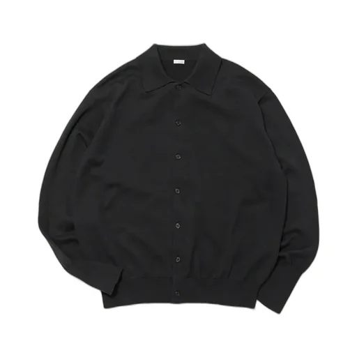 Cotton Knit Polo Collar Cardigan