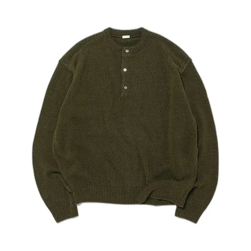 Washed Silk Nep Henry Neck Sweater