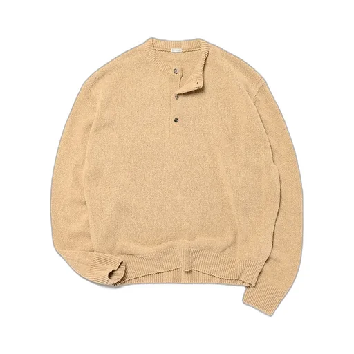 Washed Silk Nep Henry Neck Sweater