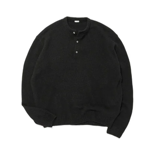 Washed Silk Nep Henry Neck Sweater