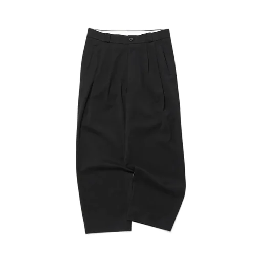 Cotton Silk Twill Wide Trousers