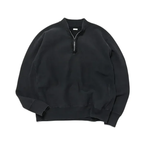 Vintage Half Zip Rib Collar Sweatshirt