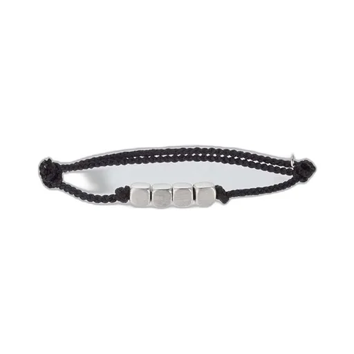 Cube With Hair Line Link - Silver