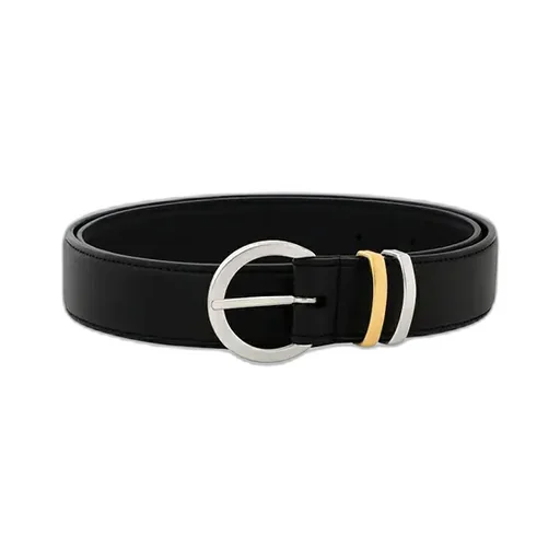 Leather Belt - Silver Buckle / Gold - Silver Loops