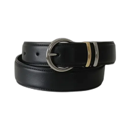 Leather Belt - Silver Buckle / Gold - Silver Loops