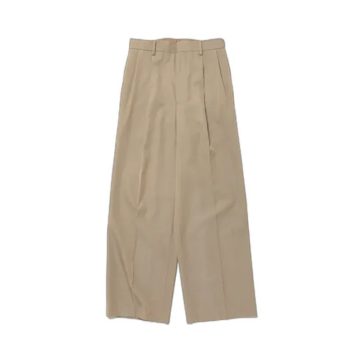 Light Wool Max Gabardine Two-Tuck Slacks