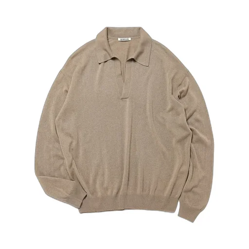 Super Fine Cashmere Silk Knit Skipper Polo