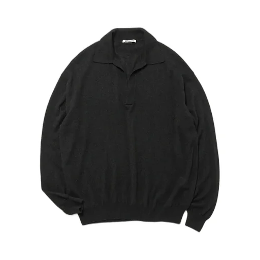 Super Fine Cashmere Silk Knit Skipper Polo