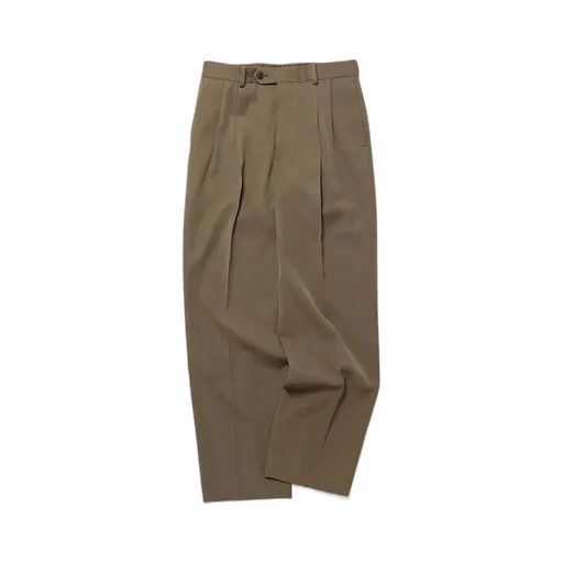 Light Wool Max Gabardine Two-Tuck Slacks