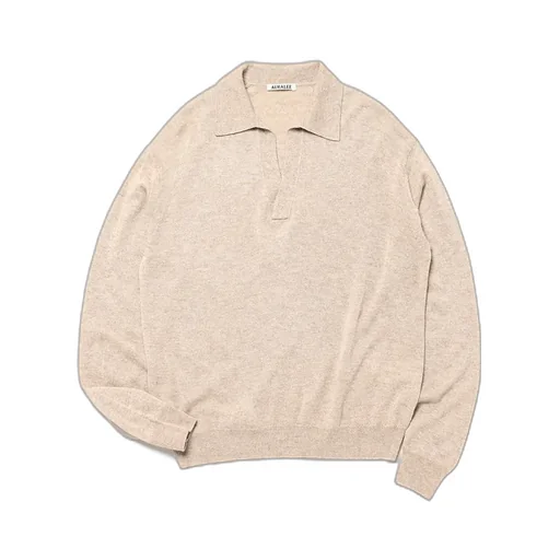 Super Fine Cashmere Silk Knit Skipper Polo