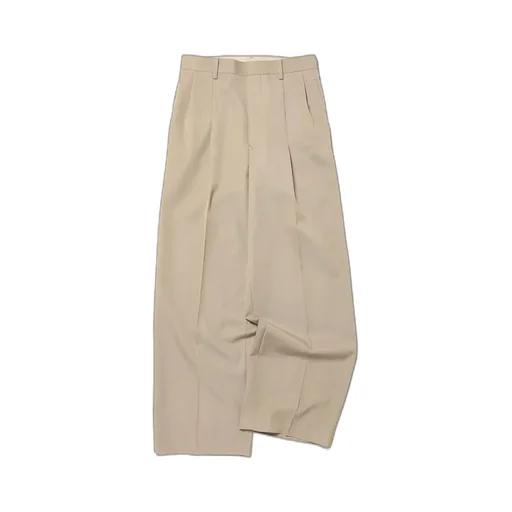 Light Wool Max Gabardine Two-Tuck Slacks