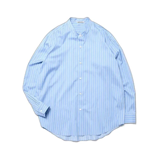 Cotton Silk Stripe Stand Collar Shirt