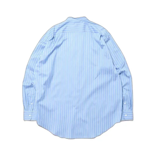 Cotton Silk Stripe Stand Collar Shirt