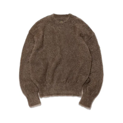 Women Pure Mohair Shaggy Crew Neck