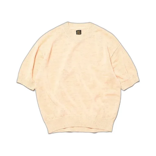 Women Washed High Count Linen Crew Neck Short Sleeve