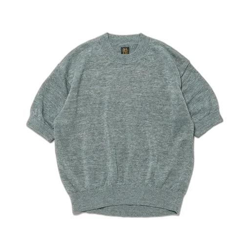 Women Washed High Count Linen Crew Neck Short Sleeve