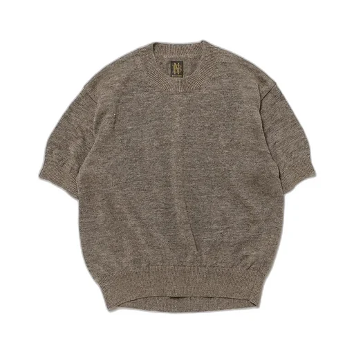 Washed High Count Linen Crew Neck Short Sleeve