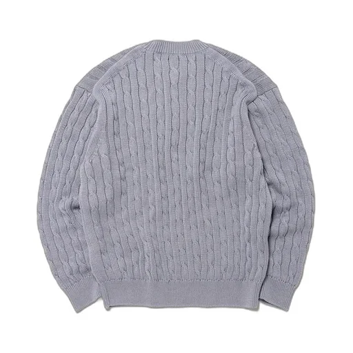 Men High Twist Cash Cotton Cable Crew Neck