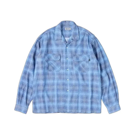 Printed Plaid Flannel Open Collar Shirt