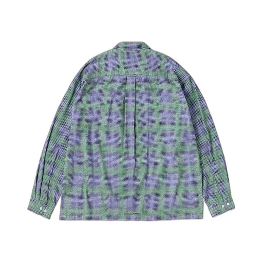 Printed Plaid Flannel Open Collar Shirt