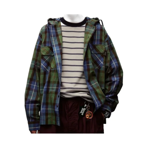 Plaid Hooded Shirt