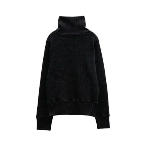 Turtle Neck Big Waffle - Black