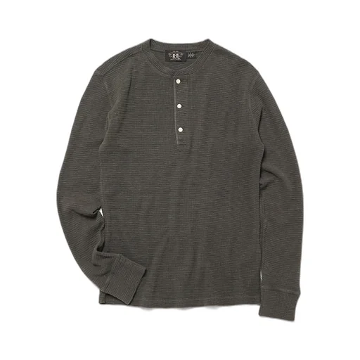 Waffle-Knit Cotton Henley