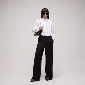 Cotton Poplin Shirt With Rouches