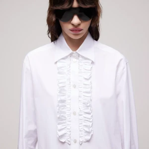 Cotton Poplin Shirt With Rouches