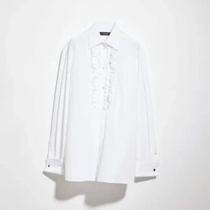 Cotton Poplin Shirt With Rouches