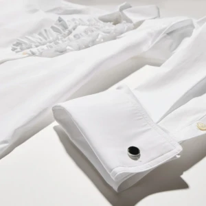Cotton Poplin Shirt With Rouches