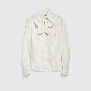 Gucci Pinstripe Silk Shirt With Bow