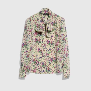 Printed Silk Shirt With Bow