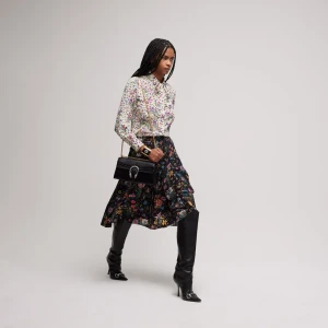 Printed Silk Shirt With Bow